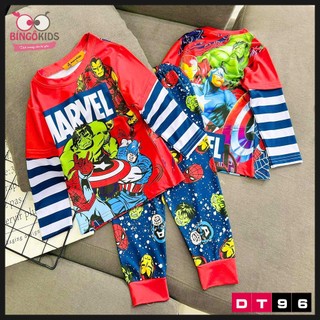 Sét tay dài quần dài mặc ngủ bé trai họa tiết siêu nhân anh, khủng long chất thun lạnh mềm mịn mát