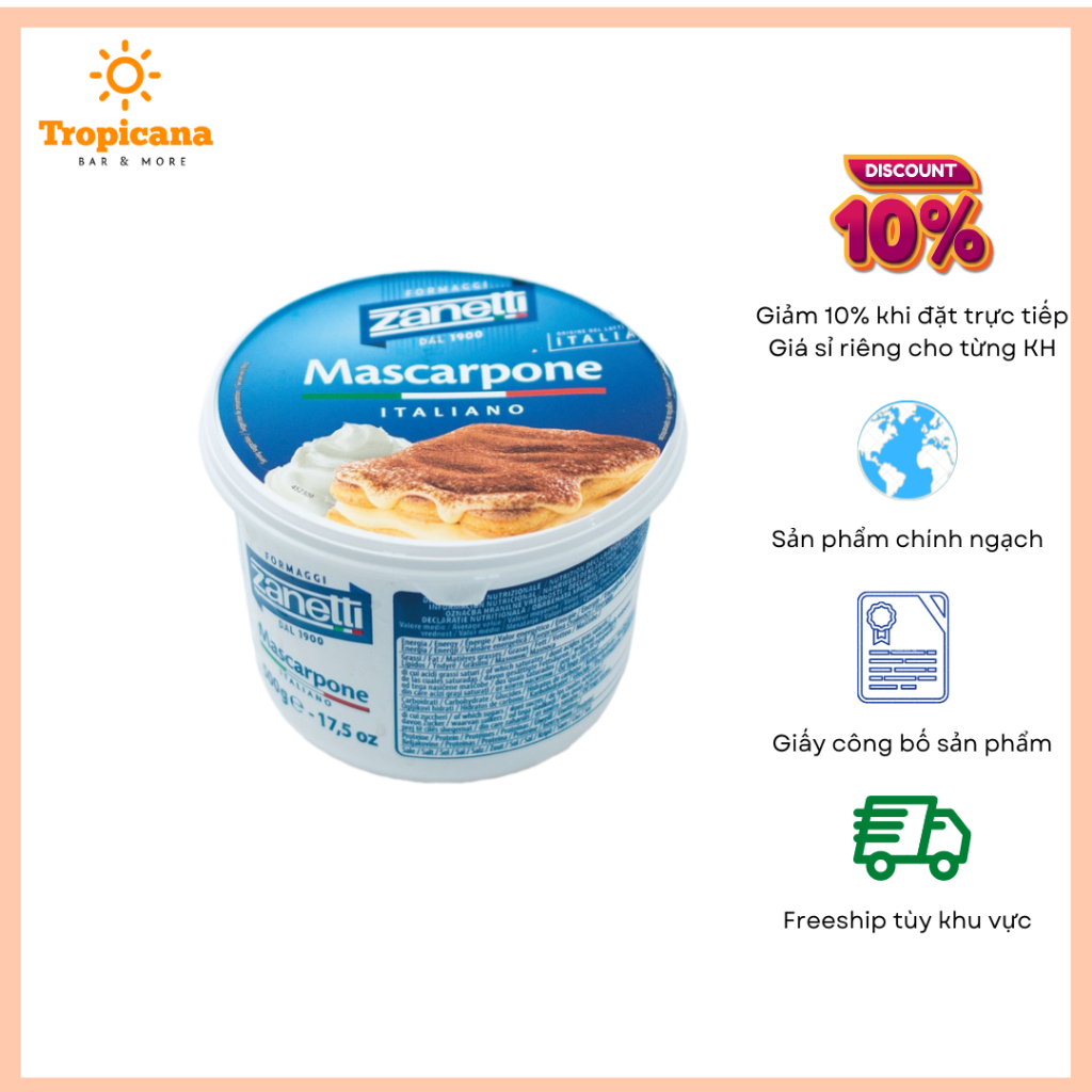 Phô Mai Mascarpone Zanetti Hộp 500g Date T112024 Shopee Việt Nam