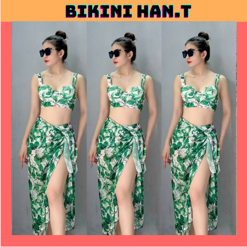 BIKINI.ĐỒ BƠI ĐI BIỂN,BA MẢNH IN HOA MỚI SANG CHẢNH, HAN.T SHOP BKN42