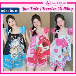 Đồ ngủ nữ 40-60kg, đồ ngủ 2 dây cánh tiên bèo quần đùi lụa xước mềm mát 60CS08, đồ bộ nữ đồ mặc nhà dễ thương