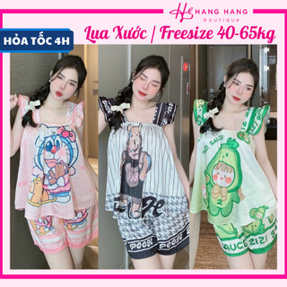 Đồ ngủ nữ 40-60kg, đồ ngủ 2 dây cánh tiên bèo quần đùi lụa xước mềm mát 60CS08, đồ bộ nữ đồ mặc nhà dễ thương