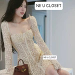 [VÁY THIẾT KẾ] Váy ren tay loe dài đầm ren dài tay đầm tay loe váy tay loe đầm quyến rũ đầm đi tiệc váy đi ăn cưới,sẵ... — ảnh 2