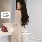 [VÁY THIẾT KẾ] Váy ren tay loe dài đầm ren dài tay đầm tay loe váy tay loe đầm quyến rũ đầm đi tiệc váy đi ăn cưới,sẵ... — ảnh 3