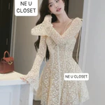 [VÁY THIẾT KẾ] Váy ren tay loe dài đầm ren dài tay đầm tay loe váy tay loe đầm quyến rũ đầm đi tiệc váy đi ăn cưới,sẵ... — ảnh 5
