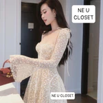 [VÁY THIẾT KẾ] Váy ren tay loe dài đầm ren dài tay đầm tay loe váy tay loe đầm quyến rũ đầm đi tiệc váy đi ăn cưới,sẵ... — ảnh 6