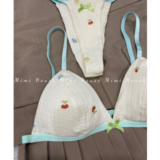 Set bộ đồ lót muslin xanh ngọc dễ thương - hàng handmade