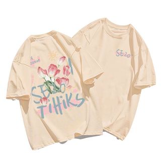Áo Thun Nữ Cotton Tay Ngắn Dáng Rộng In Họa Tiết Nghệ Thuật Thời Trang Mùa Hè Mới Cho Nữ