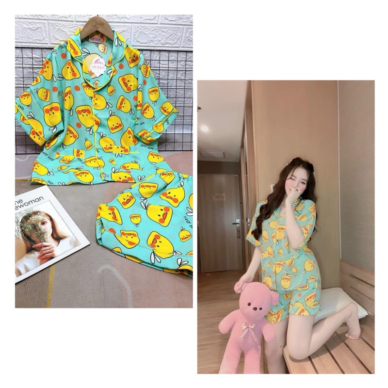 Đồ Bộ Pijama  Freesize 40-60kg Tay Ngắn Quần Đùi Vải Lụa Mango Cao Cấp
