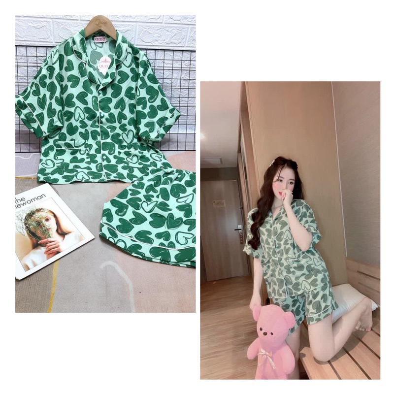 Đồ Bộ Pijama  Freesize 40-60kg Tay Ngắn Quần Đùi Vải Lụa Mango Cao Cấp