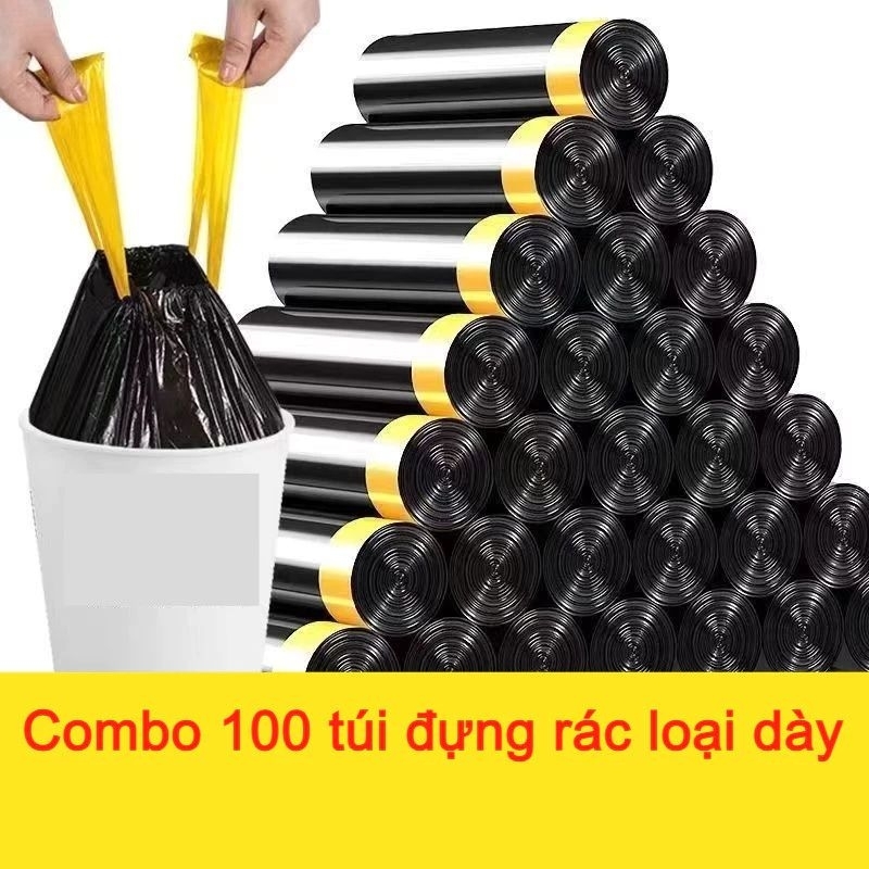 Combo 100 túi đựng rác có dây rút dạng cuộn tiện lợi màu xanh | Shopee ...