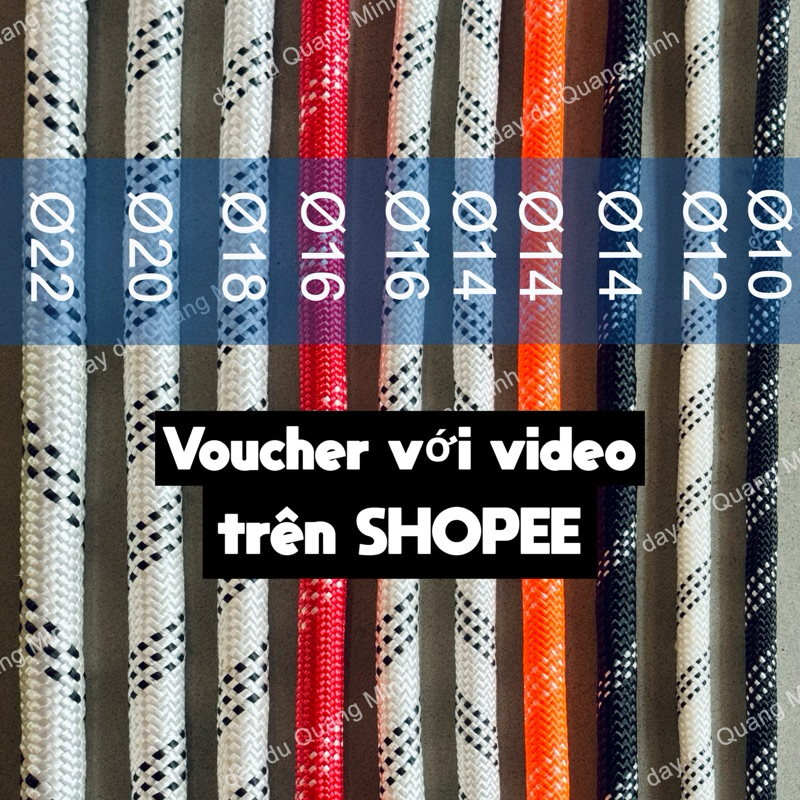 1 mét Dây thừng cứu sinh - PCCC - Leo Núi - Sơn nước 2 lớp tròn cường lực - có giấy kiểm định