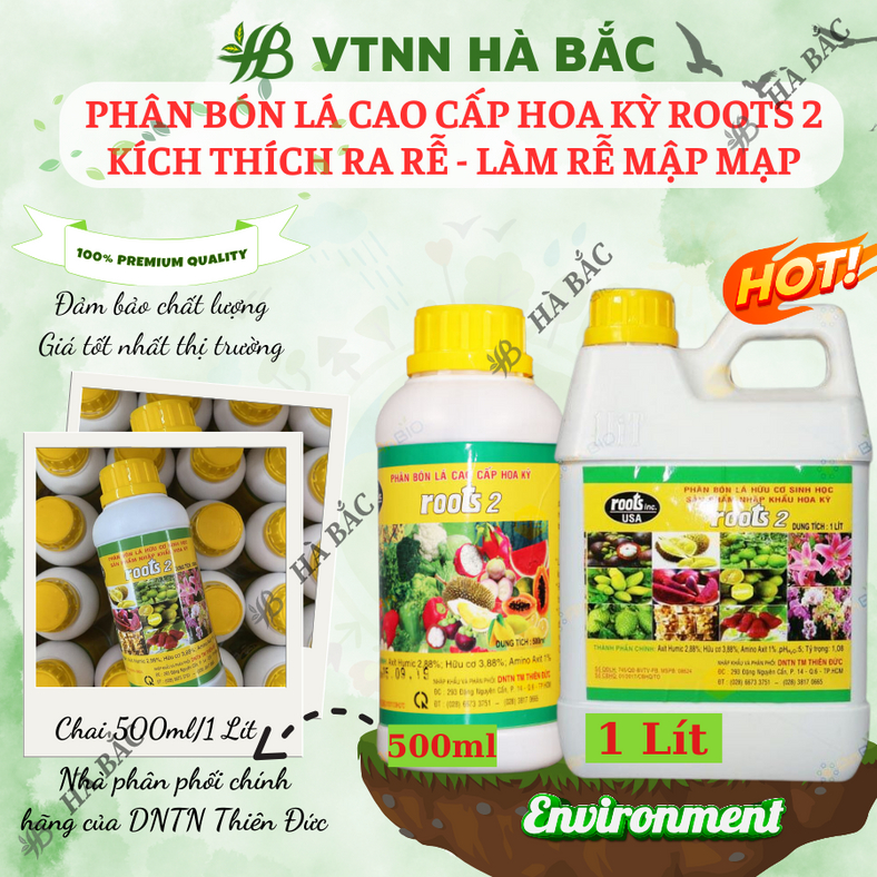 Phân bón lá cao cấp Hoa Kỳ Roots 2 - USA (500ml/1Lít), kích ra rễ cực mạnh, dùng trong giâm cành, giúp rễ mập mạp