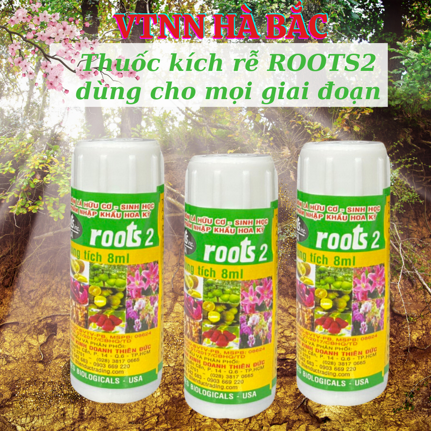 [COMBO 2 HŨ] Phân bón lá cao cấp Hoa Kỳ Roots 2 USA (8ml), kích ra rễ cực mạnh, giâm cành chiết cành