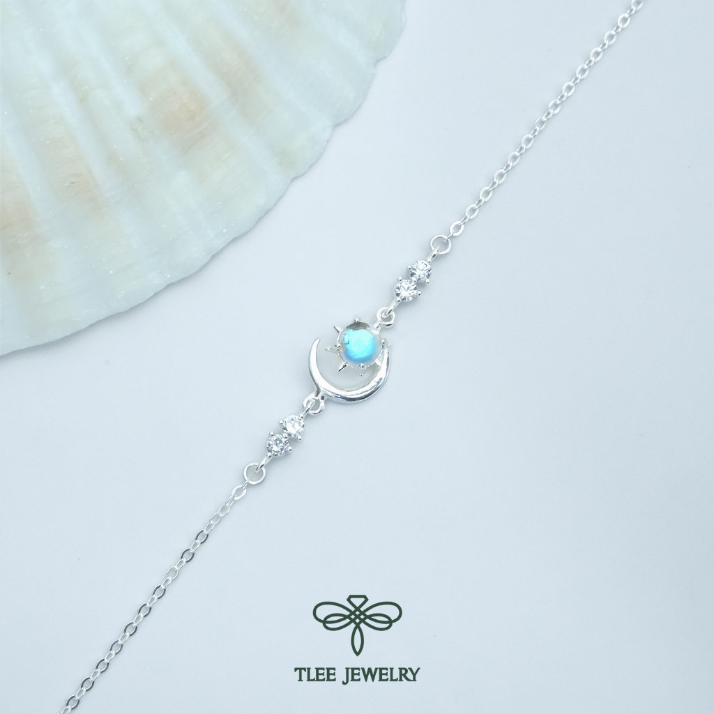 Ảnh Lắc tay bạc nữ TLEE mặt trăng moonstone nhân tạo cách điệu nữ tính TLEE JEWELRY LT0195 2