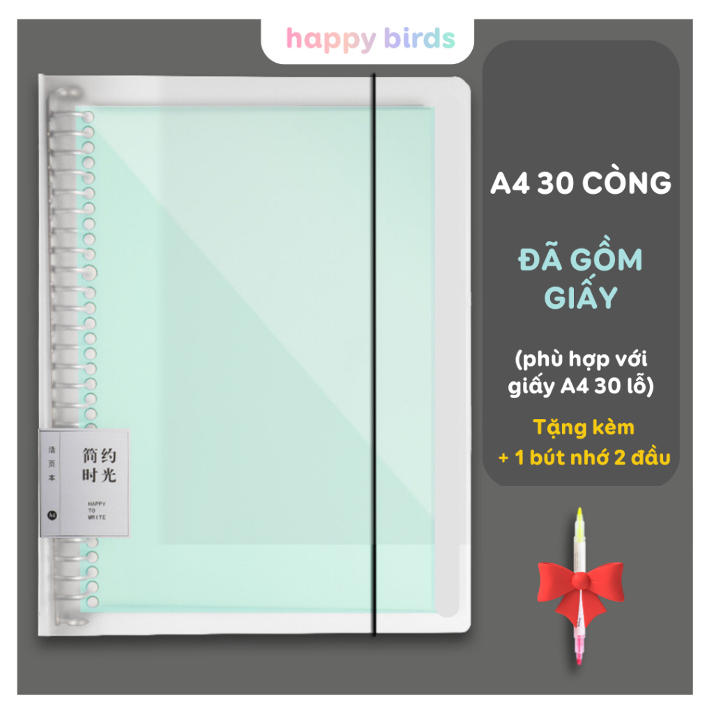 Sổ còng A4 B5 A5 A6 dày ruột giấy refill kẻ ngang caro chấm sổ tay ...