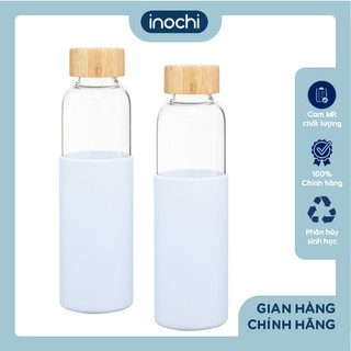 Bình Nước Thủy Tinh Inochi Nikko 550ml: Bọc silicon, chất liệu cao cấp, thiết kế Nhật Bản