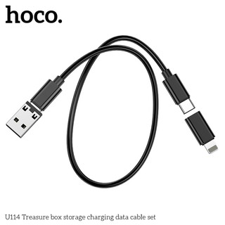 Cáp sạc đa năng 6 in 1 Hoco U114 dài 28cm, max 60W - sử dụng mọi thiết bị (Đen) - Phụ Kiện Nhất Tín