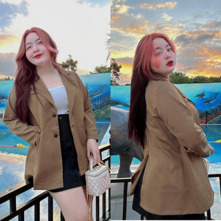 Áo Blazer Nữ Bigsize Tay Dài Cổ Vest Xẻ Tà Lưng Vải Cotton Lạnh Thời Trang Công Sở VET6