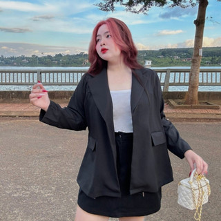 Áo Blazer Nữ Bigsize Tay Dài Cổ Vest Xẻ Tà Lưng Vải Cotton Lạnh Thời Trang Công Sở VET6