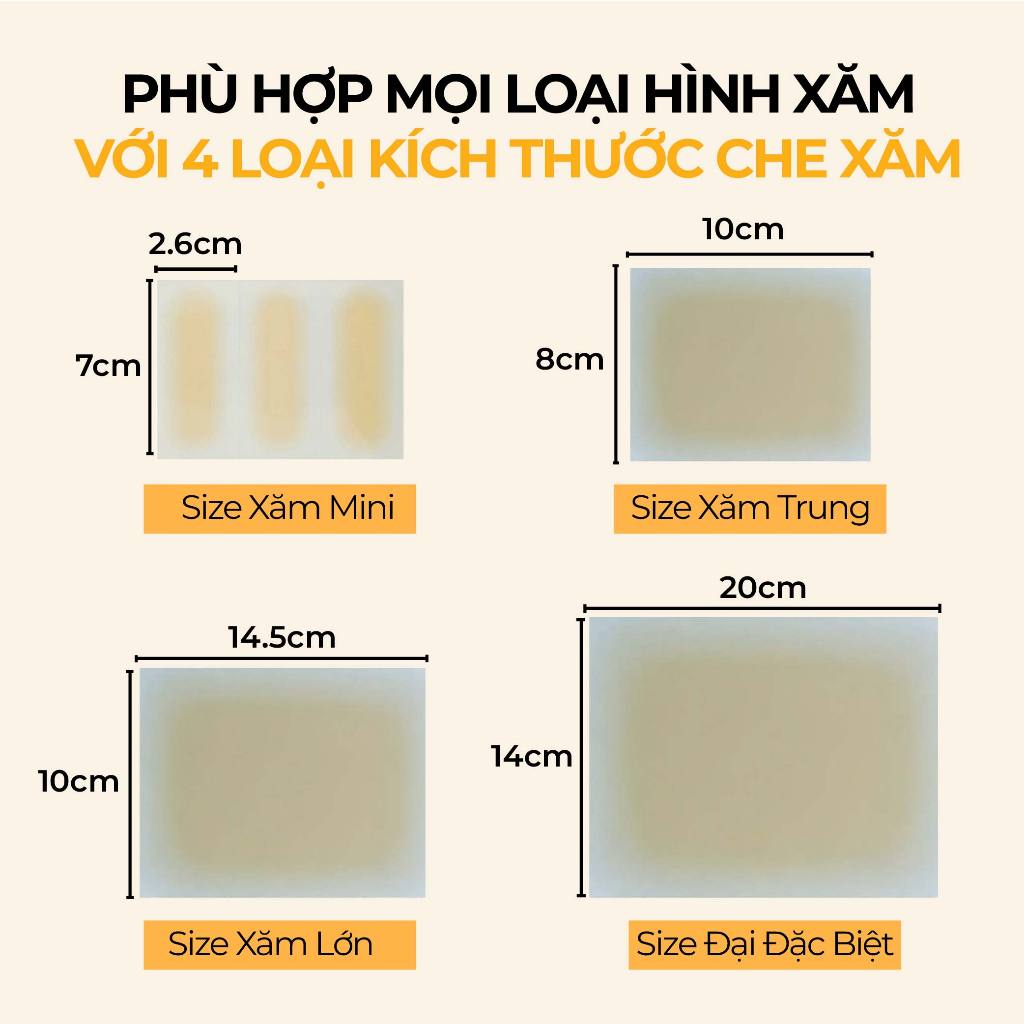 Miếng dán che sẹo hình xăm mụn khuyết điểm sẹo lồi nốt ruồi đậm màu Bellena XS2