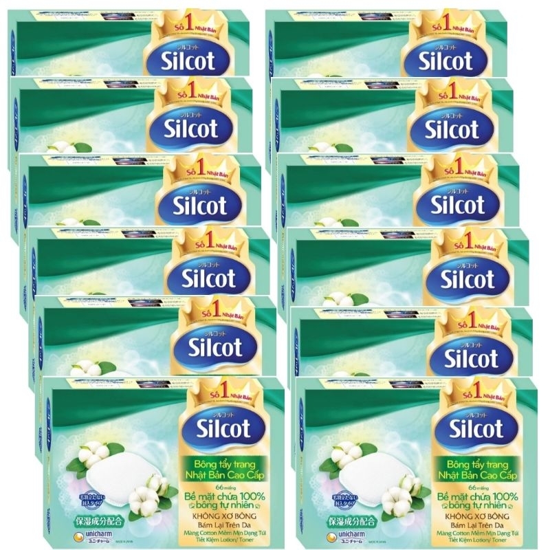 12 hộp bông tẩy trang silcot Cao cấp Nhật Bản 66 miếng