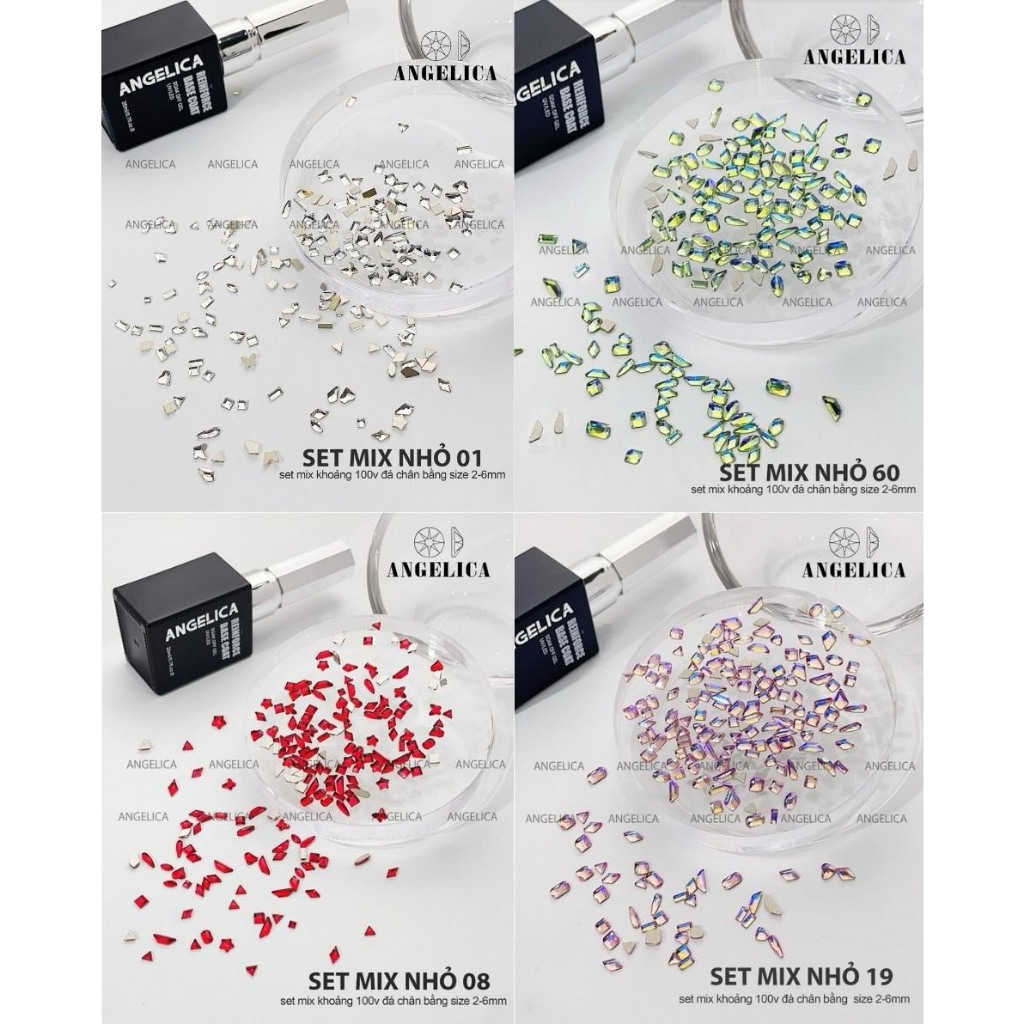 Set đá chân bằng size mini , size vừa loại thường trang trí móng đính nail ANGELICA SDM SMN