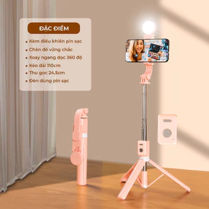 Gậy Chụp Ảnh 3 Chân B11S Thế Hệ Mới - Có Đèn Led Trợ Sáng - Nút Bluetooth Điều Khiển Từ Xa - Chính Hãng LINKEETECH