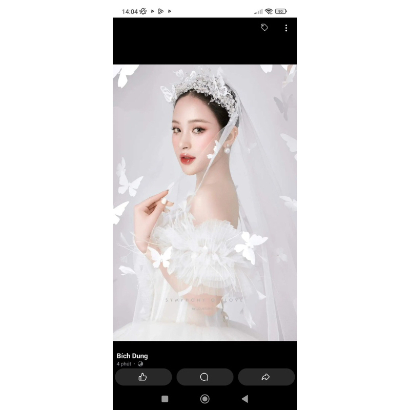 Bờm tóc cô dâu lấp lánh