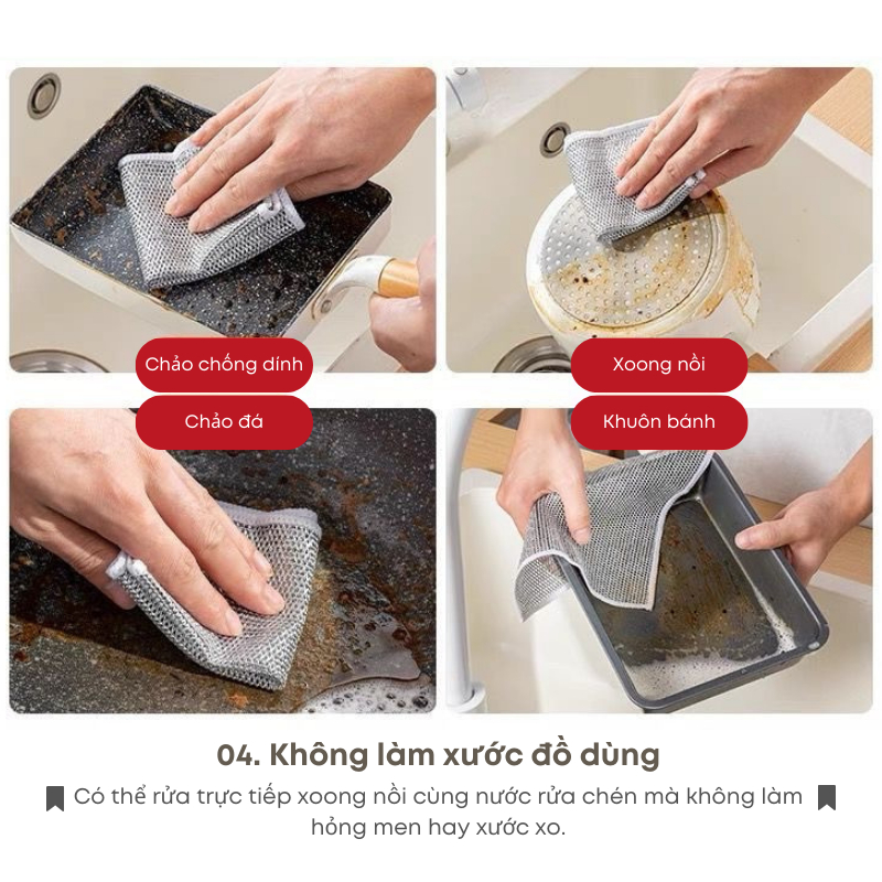 Set 10 Giẻ Rửa Chén Dây Kim Loại Lau Bồn Rửa Bát Cọ Rửa Xoong Nồi Đa Năng, Khăn Cọ Rửa Đa Năng Không Xước | 031