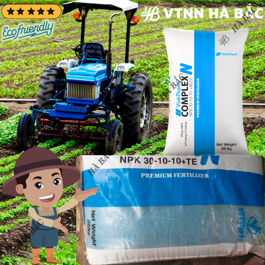 Phân NPK XANH 30-10-10 + 80Zn Túi 1kg (bán lẻ)  - Giúp xanh cây, tốt lá, đâm tược mạnh, phát triển thân cành