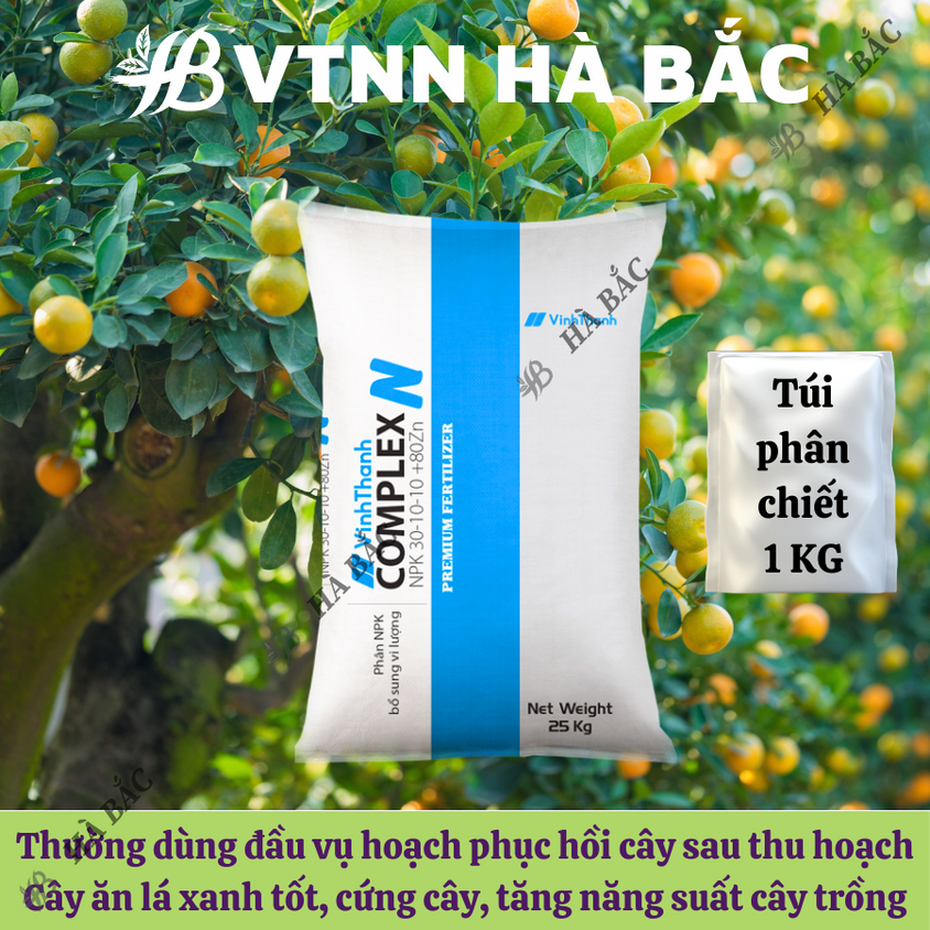 Phân NPK XANH 30-10-10 + 80Zn Túi 1kg (bán lẻ)  - Giúp xanh cây, tốt lá, đâm tược mạnh, phát triển thân cành