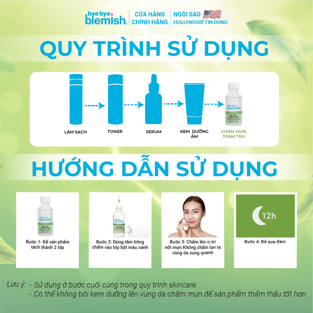 Ảnh  Chấm Mụn Tràm Trà và Serum 9,9% Niacinamide Bye Bye Blemish 30ml giúp giảm mụn, mờ vết thâm cho da dầu 4