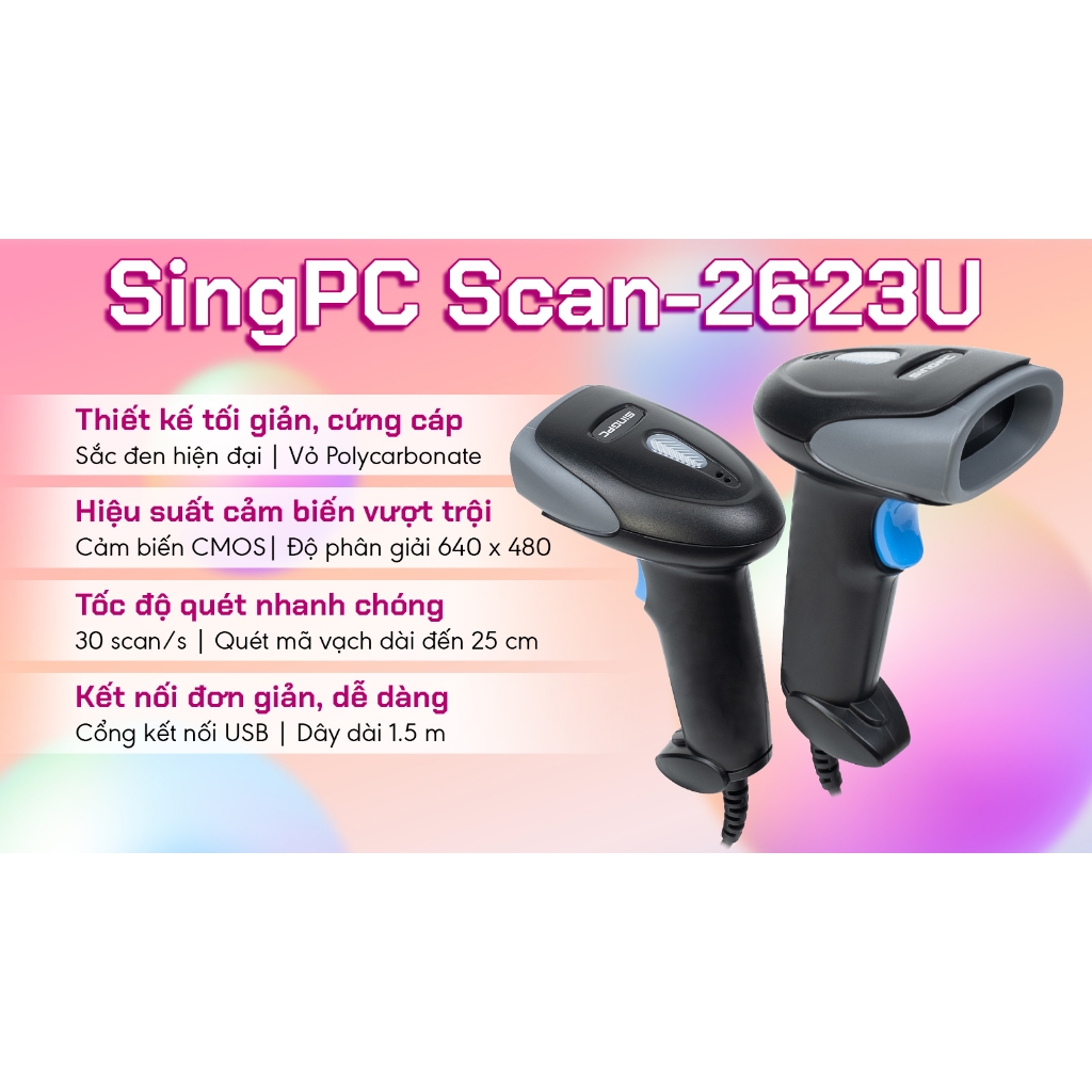 Máy quét mã vạch CÓ DÂY 2D SingPC Scan - 2623U có dây | Shopee Việt Nam