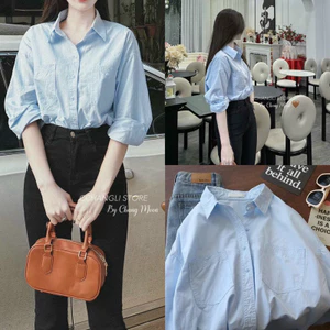 Áo Sơ Mi Nữ Dài Tay Chất Đũi Oversize Phong Cách Thường Ngày