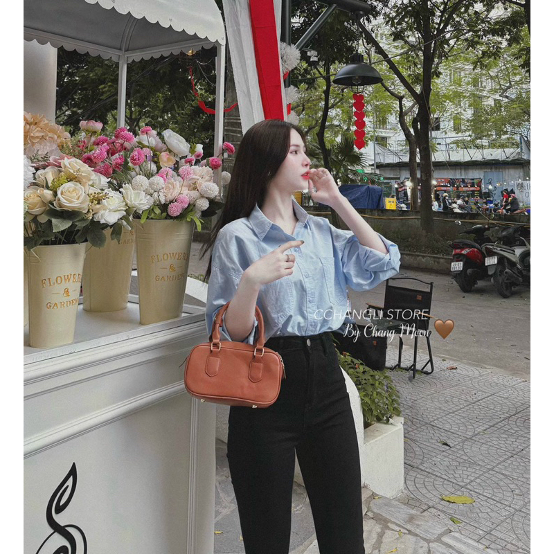 Áo Sơ Mi Nữ Dài Tay Chất Đũi Oversize Phong Cách Thường Ngày