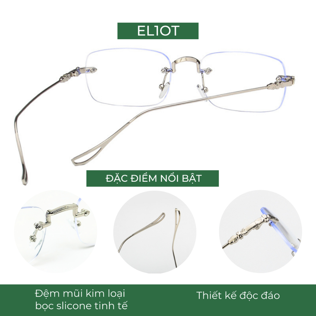 Gọng kính không viền ELIOT EYEWEAR càng kính kim loại chắc chắn thời trang nam nữ el16096