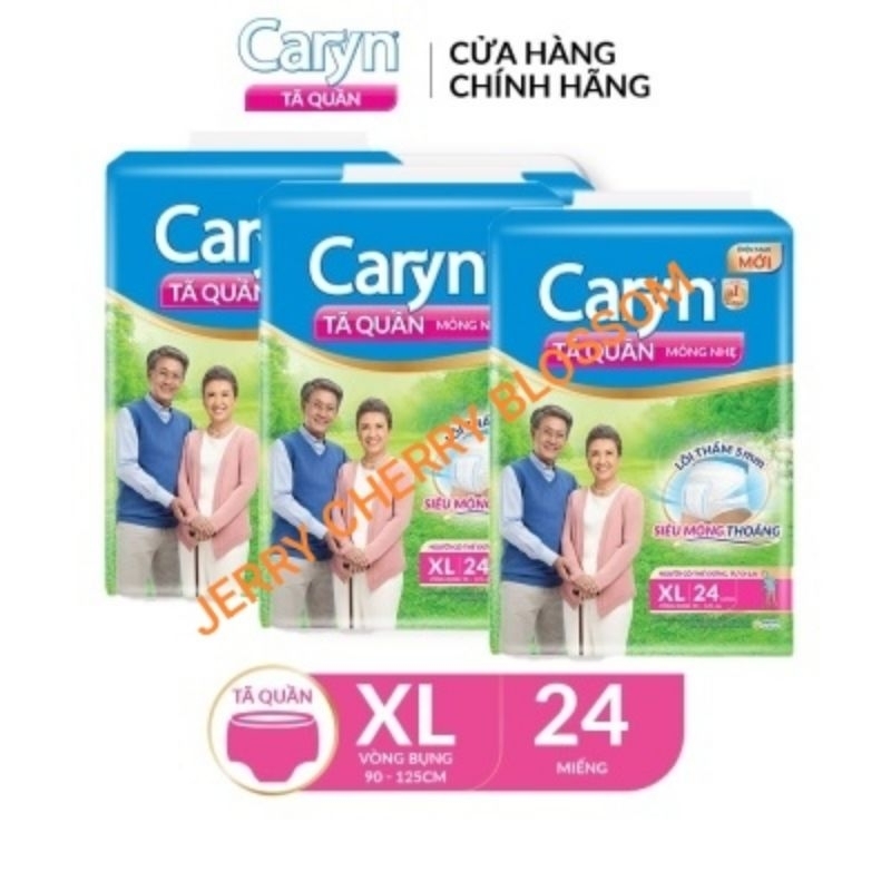 Bộ 3 Gói tã quần Caryn M32, L28, XL24 miếng