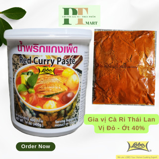 Gia vị cà ri Thái Hủ 400gr hiệu Lobo, có 2 vị: ĐỎ và XANH / Red and Green Curry Paste -->