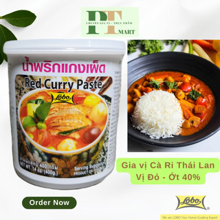 Gia vị cà ri Thái Hủ 400gr hiệu Lobo, có 2 vị: ĐỎ và XANH / Red and Green Curry Paste -->