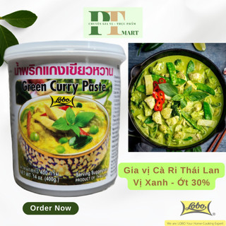 Gia vị cà ri Thái Hủ 400gr hiệu Lobo, có 2 vị: ĐỎ và XANH / Red and Green Curry Paste -->