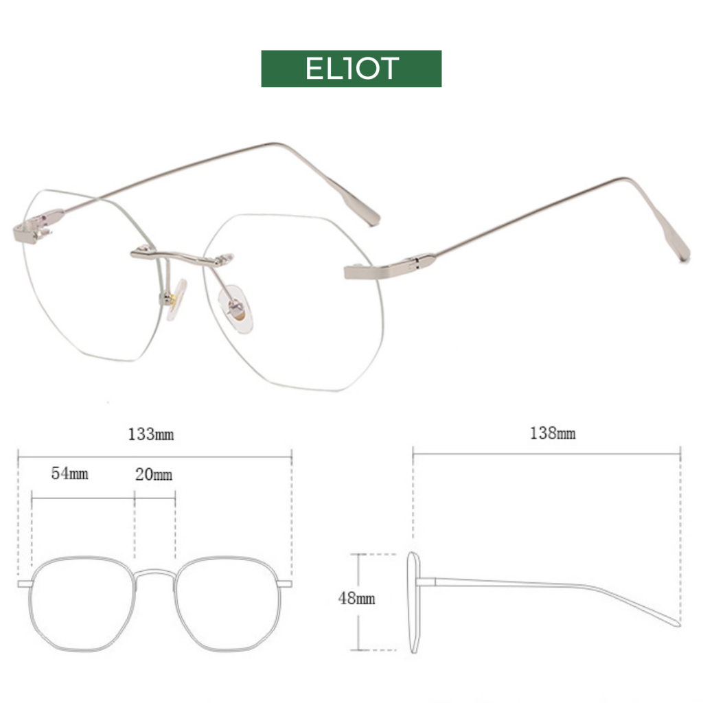 Gọng kính không viền ELIOT EYEWEAR càng kính kim loại chắc chắn thời trang nam nữ 510
