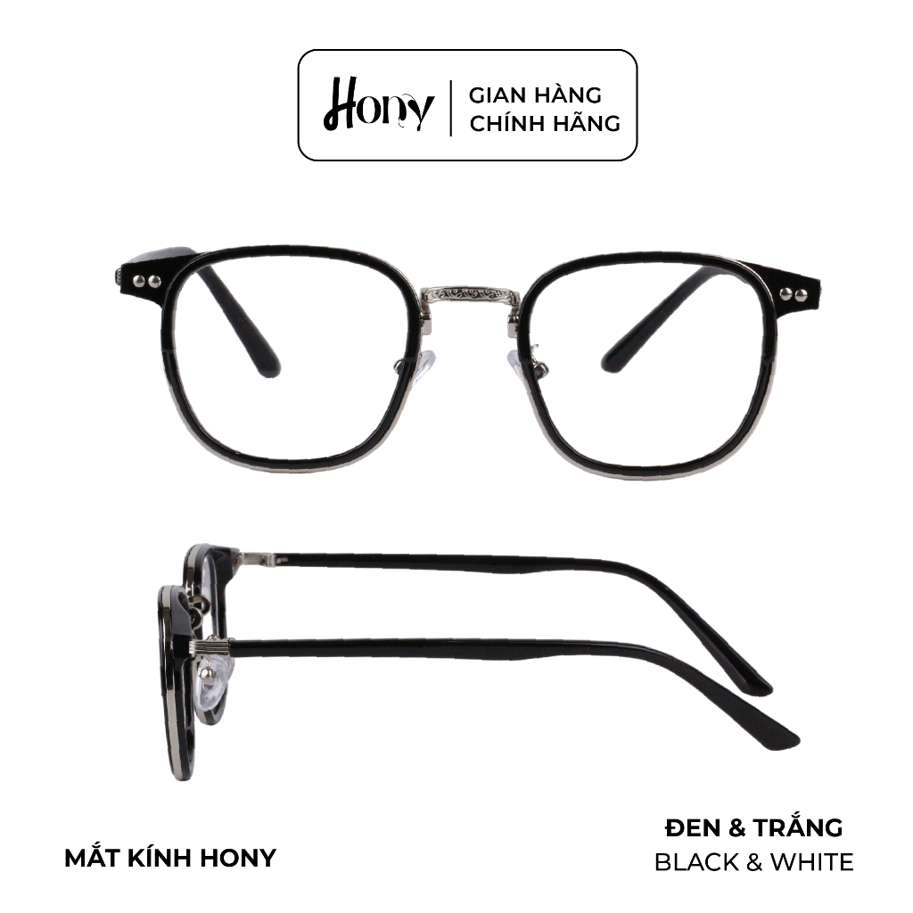 Mắt kính Unisex thời trang HONY - Gọng Acetate dáng vuông bo tròn cách điệu