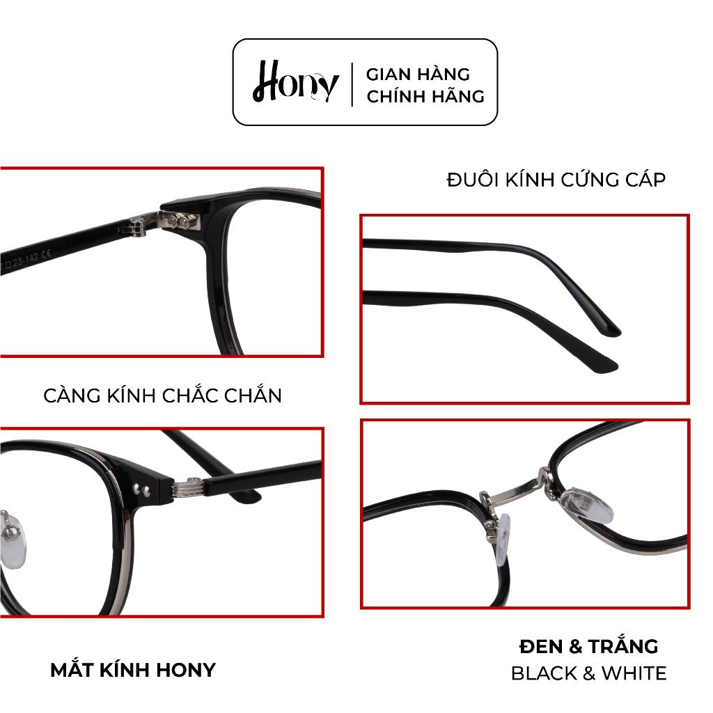 Mắt kính Unisex thời trang HONY - Gọng Acetate dáng vuông bo tròn cách điệu