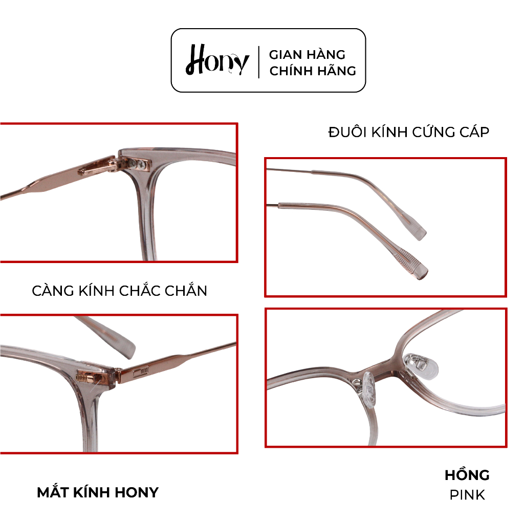 Mắt kính Unisex thời trang HONY - Gọng Acetate dáng vuông bo tròn mẫu mới cá tính