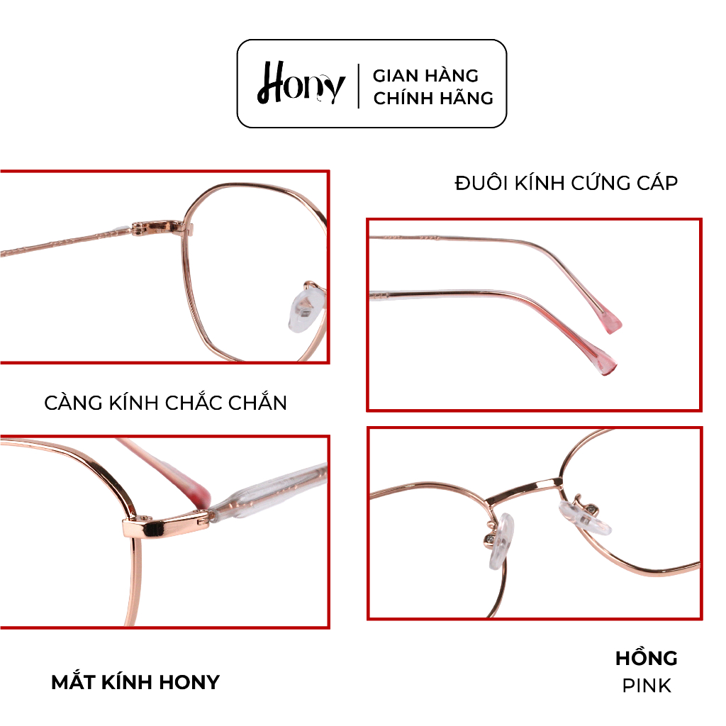 Mắt kính Unisex thời trang HONY - Gọng hợp kim cao cấp đa giác thời trang