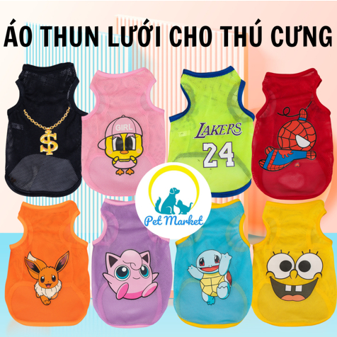 PC031 PETMK ÁO THUN LƯỚI THOÁNG MÁT CHO CHÓ MÈO TỪ 1KG-8KG, PHỤ KIỆN THÚ CƯNG