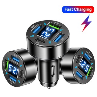 Tẩu Sạc Nhanh Ô Tô Thông Minh 4 Trong 1, 4 Cổng Đa Năng Có Màn Hình LED Hiển Thị Cảnh Báo Dòng Điện