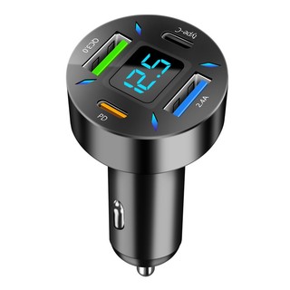 Tẩu Sạc Nhanh Ô Tô Thông Minh 4 Trong 1, 4 Cổng Đa Năng Có Màn Hình LED Hiển Thị Cảnh Báo Dòng Điện