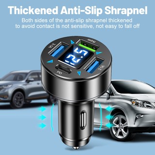 Tẩu Sạc Nhanh Ô Tô Thông Minh 4 Trong 1, 4 Cổng Đa Năng Có Màn Hình LED Hiển Thị Cảnh Báo Dòng Điện