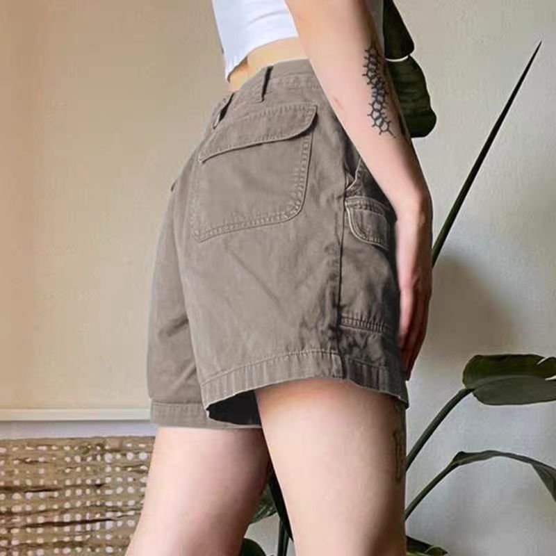 [ HÀNG ORDER] Quần short công sở màu xám xi măng cổ điển của Mỹ dành cho nữ, thiết kế đường phố cao cấp